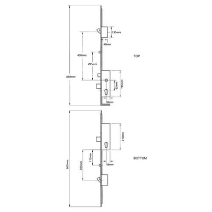 Stable Door Lock Bottom Section Deadbolt 1 Hook 1 Roller Lift Lever