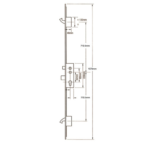 Crimebeater Latch Deadbolt 2 Hooks 20mm Radius Faceplate Split Spindle Multipoint Door Lock