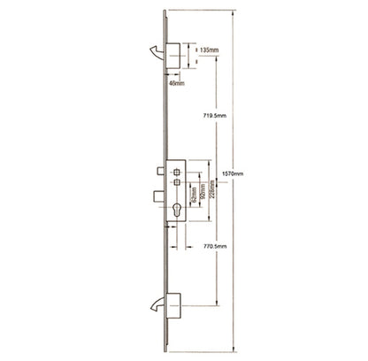 Crimebeater Latch Deadbolt 2 Hooks 20mm Radius Faceplate Split Spindle Multipoint Door Lock