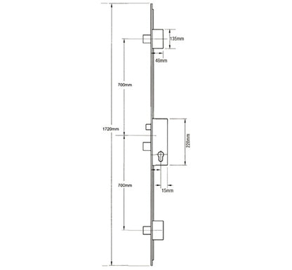 Key Wind Latch 3 Deadbolts Multipoint Door Lock
