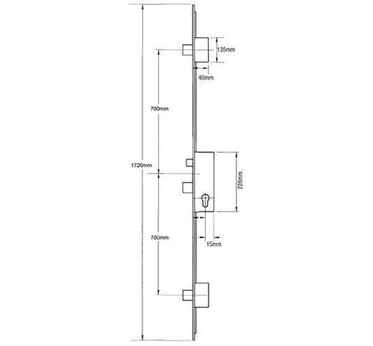 Key Wind Latch 3 Deadbolts Multipoint Door Lock