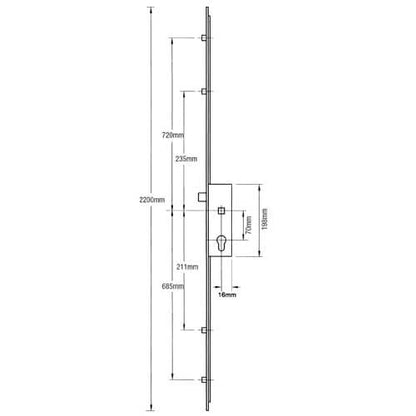 Latch 4 Rollers Lift Lever Multipoint Door Lock