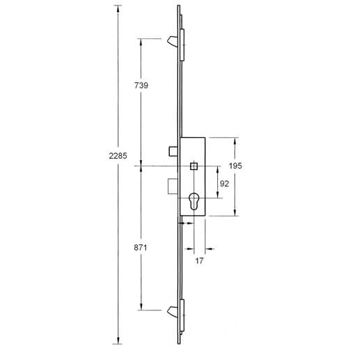 Europa Latch Deadbolt 2 Tongue Hooks Lift Lever Multipoint Door Lock