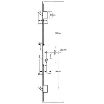 Latch Deadbolt 2 Hooks Split Spindle Multipoint Door Lock