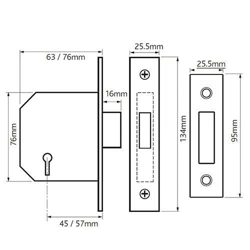 G3004 3 Lever Mortice Deadlock