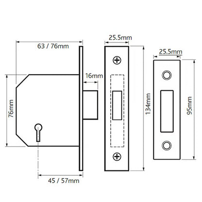 G3004 3 Lever Mortice Deadlock