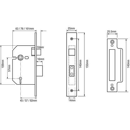 G5000 Non British Standard 5 Lever Mortice Sashlock