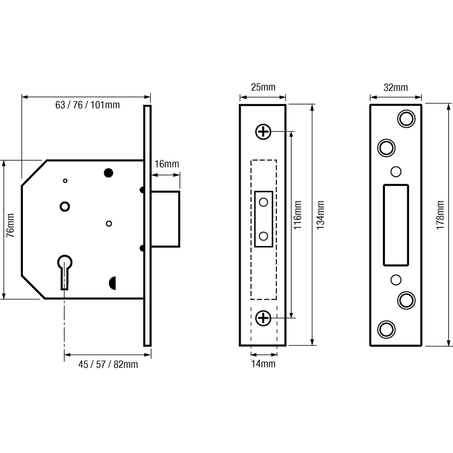 G5004 Non British Standard 5 Lever Mortice Deadlock