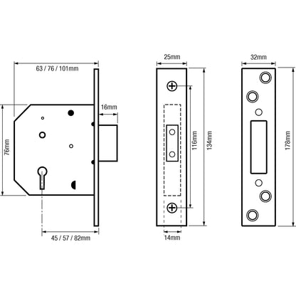 G5004 Non British Standard 5 Lever Mortice Deadlock