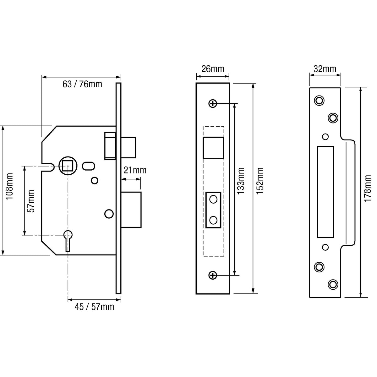 G5050 British Standard 5 Lever Mortice Sashlock
