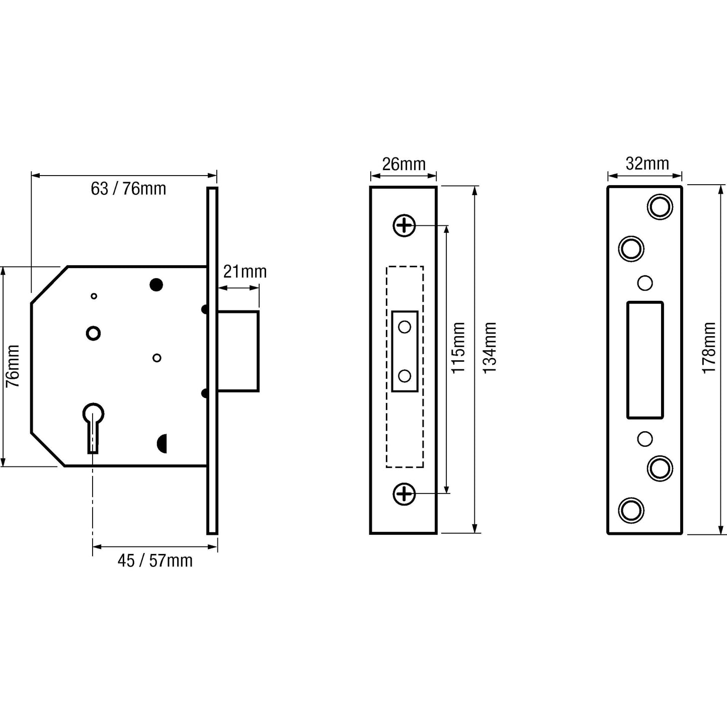 G5054 British Standard 5 Lever Mortice Deadlock