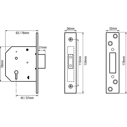 G5054 British Standard 5 Lever Mortice Deadlock