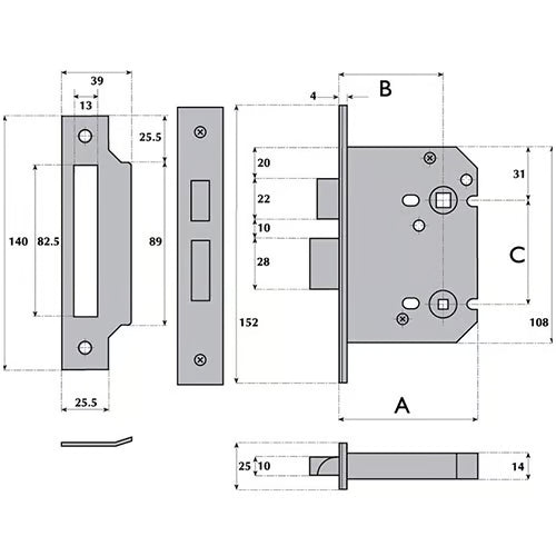 Locks G8020 Bathroom Mortice Lock