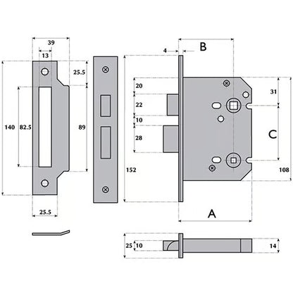 Locks G8020 Bathroom Mortice Lock