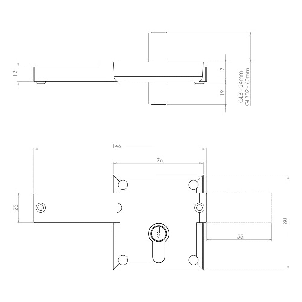 GLB Gate Locking Bolt Double Sided Keyed Access for Wooden Gates (LEAD TIME: 2-3 DAYS)