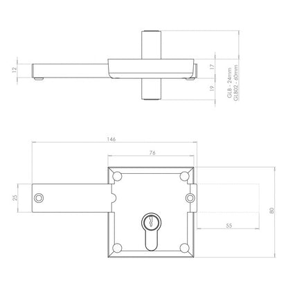 GLB Gate Locking Bolt Double Sided Keyed Access for Wooden Gates (LEAD TIME: 2-3 DAYS)