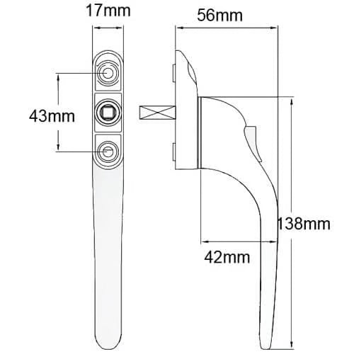 Inline Locking Espag UPVC Window Handles