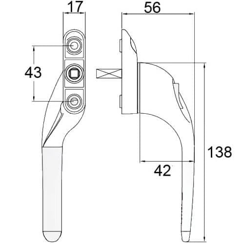 Offset Locking Espag UPVC Window Handles