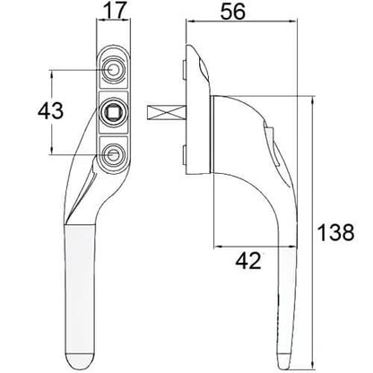 Offset Locking Espag UPVC Window Handles