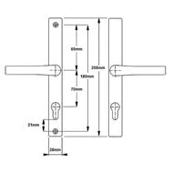 Lever UPVC Multipoint Door Handles - 70mm PZ Unsprung 180mm Screw Centres