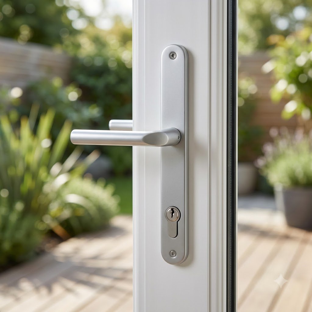 London Lever Moveable Pad UPVC Multipoint Door Handles - 92mm/62mm PZ Sprung 240mm Screw Centres