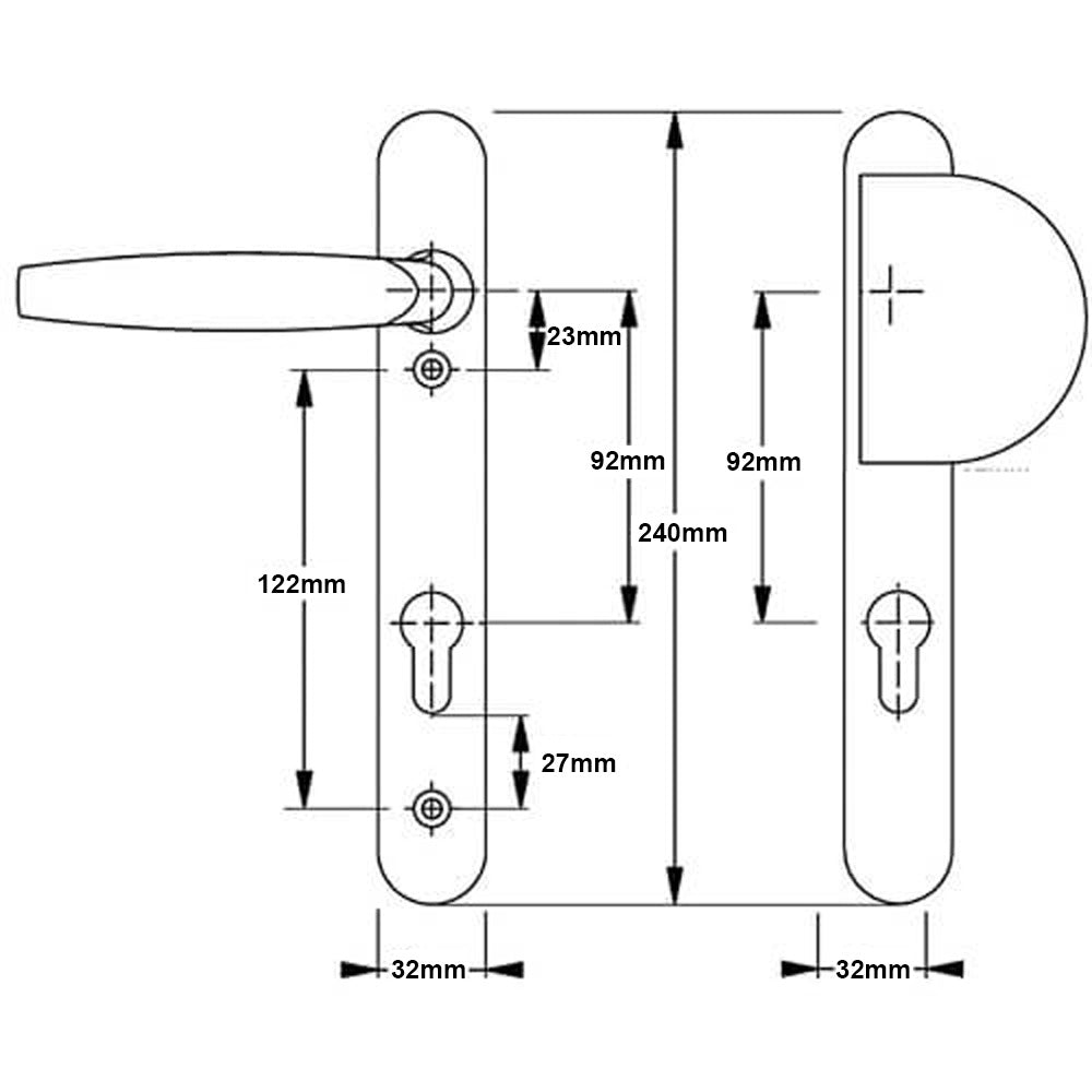 Atlanta Lever Fixed Pad UPVC Multipoint Door Handles - 92mm PZ Sprung 122mm Screw Centres