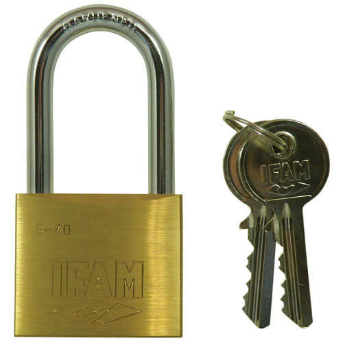 E Series 30mm Long Shackle Brass Padlock