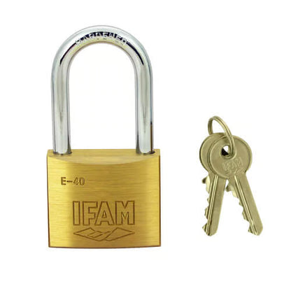 E Series 40mm Long Shackle Brass Padlock