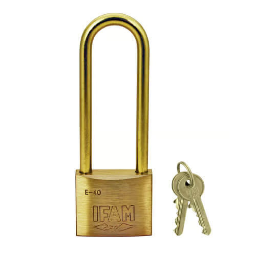 E Series 40mm Extra Long Shackle Brass Padlock with Brass Shackle