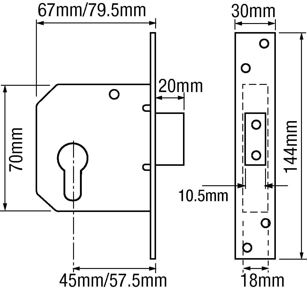 L2144 Euro Mortice Deadlock