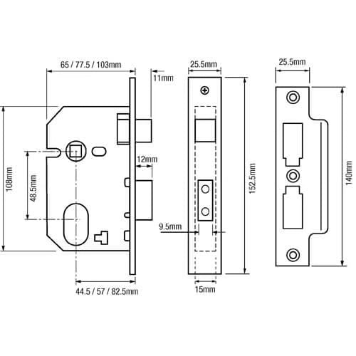 L2241 Oval Mortice Sashlock