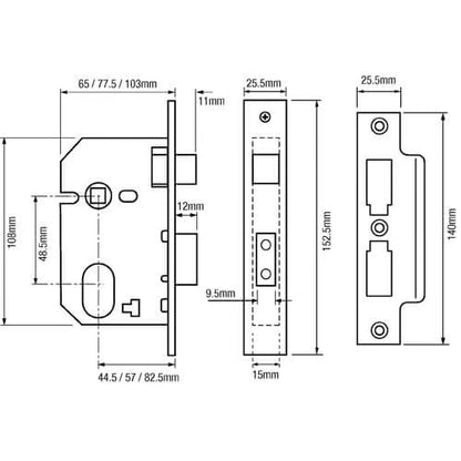L2241 Oval Mortice Sashlock
