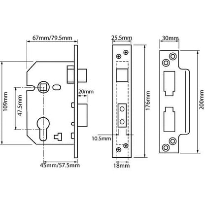 L2244 Euro Mortice Sashlock