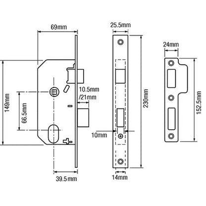 L2278 Oval Double Throw Mortice Sashlock