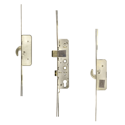 Lever Operated Twin Spindle Latch & Deadbolt - 2 Hook Large