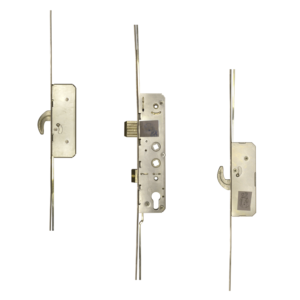 Lever Operated Twin Spindle Latch & Deadbolt - 2 Hook Large