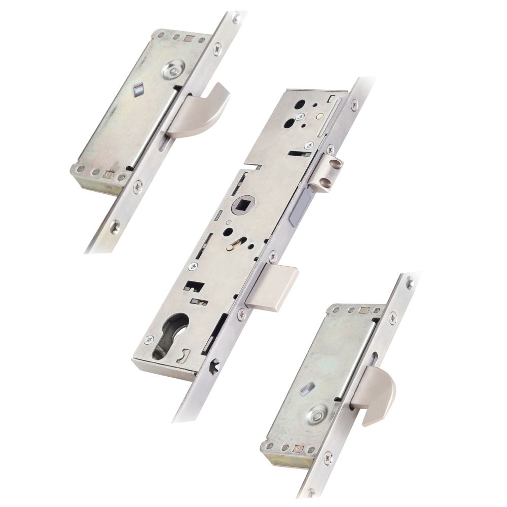 Lever Operated Latch & Deadbolt Split Spindle With 2 Large Hooks 20mm Radius Faceplate