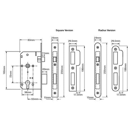 L2C21 Euro Mortice Sashlock