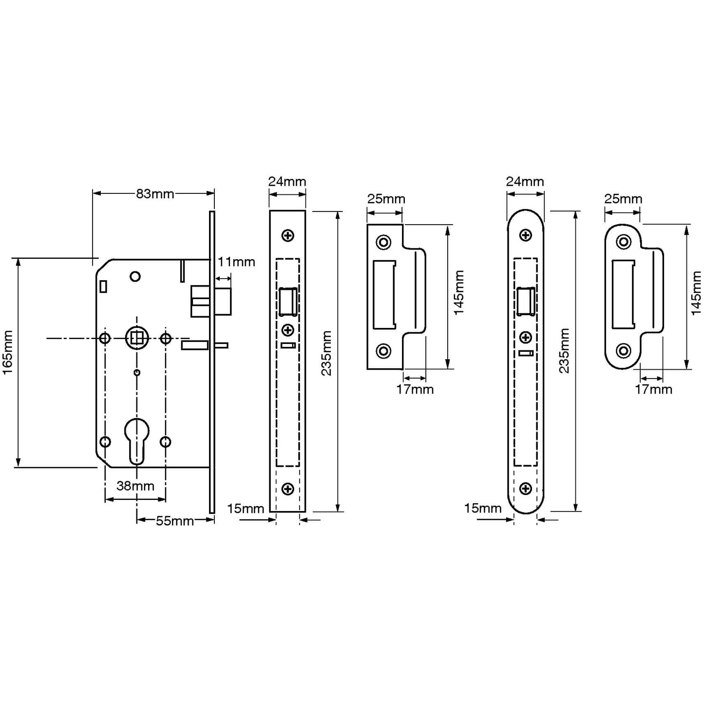 L2C25 Euro Deadlocking Mortice Nightlatch