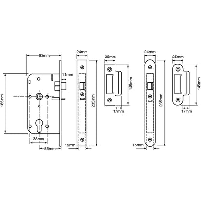 L2C25 Euro Deadlocking Mortice Nightlatch