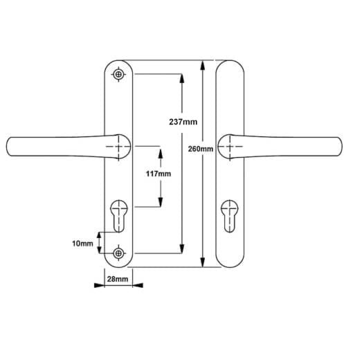 Lever UPVC Multipoint Door Handles - 117mm PZ Sprung 237mm Screw Centres