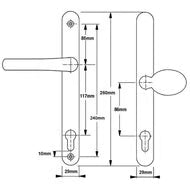Lever Moveable Pad UPVC Multipoint Door Handles - 117mm/86mm PZ Sprung 237mm Screw Centres