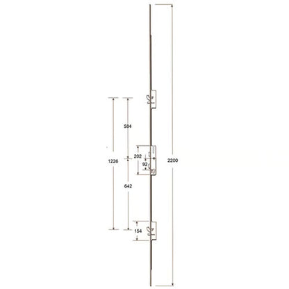 Latch Deadbolt 2 Hooks 2 Anti Lift Pins Lift Lever Bifold Multipoint Door Lock -Smarts ALUK version (top hook to spindle = 584mm)