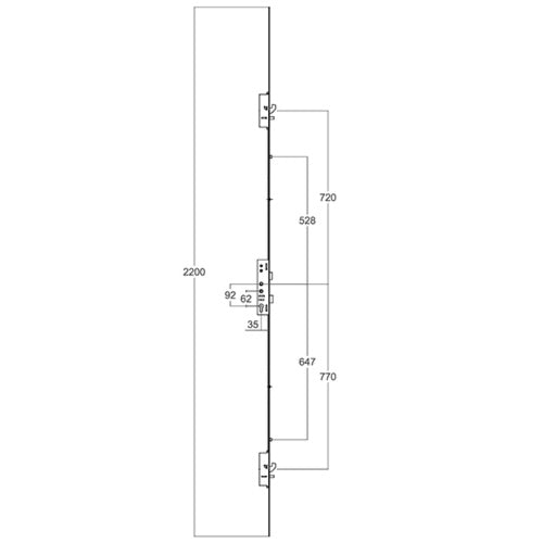 Latch Deadbolt 2 Hooks 2 Anti Lift Pins 2 Rollers Lift Lever or Double Spindle Multipoint Door Lock - Option 1 (top hook to spindle = 720mm)