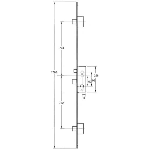 Latch 3 Deadbolts Lift Lever or Double Spindle Multipoint Door Lock - Option 2 (top deadbolt to spindle = 704mm)