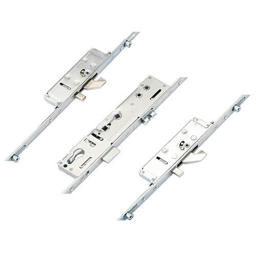 Latch Deadbolt 2 Hooks 2 Anti Lift Pins 4 Rollers Lift Lever or Double Spindle Multipoint Door Lock - Option 2 (top hook to spindle = 621mm)