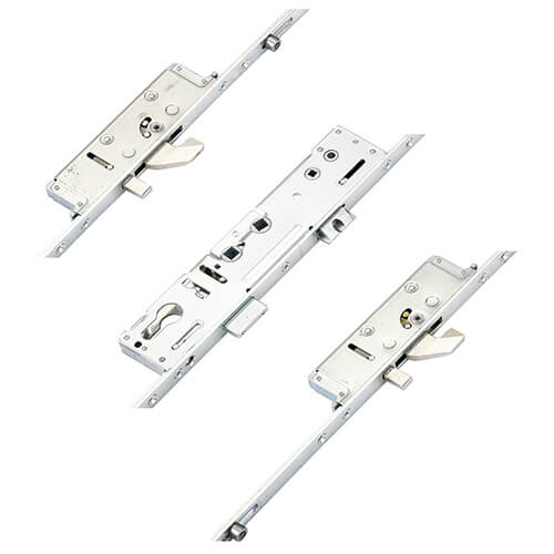 Latch Deadbolt 2 Hooks 2 Anti Lift Pins 2 Rollers Lift Lever or Double Spindle Multipoint Door Lock - Option 2 (top hook to spindle = 618mm)
