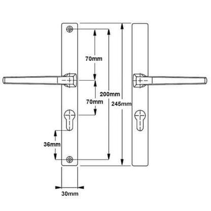 Lever UPVC Multipoint Door Handles - 70mm PZ Unsprung 200mm Screw Centres