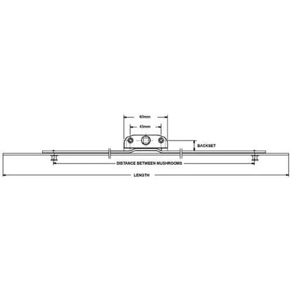 Inline Window Espagnolette - 20mm Backset Mushroom Cams
