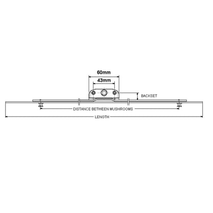 Inline Window Espagnolette - 22mm Backset Mushroom Cams